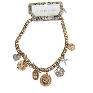 Thalia Sodi Gold Charm Necklace Christian Cross NWT